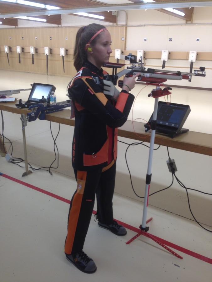 Above photo: Senior Abby West preparing to shoot for a chance to be on the Team USA Olympic development team.