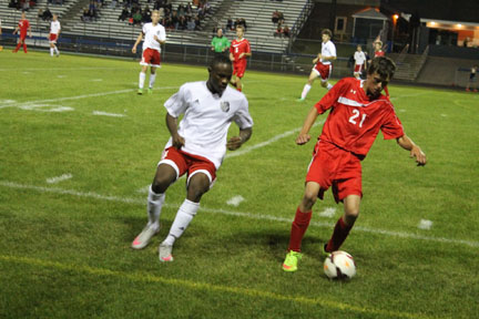 Senior Ope Odumakin played against North Branch on Tuesday, September 22 as the Boys Soccer team came up with a win.