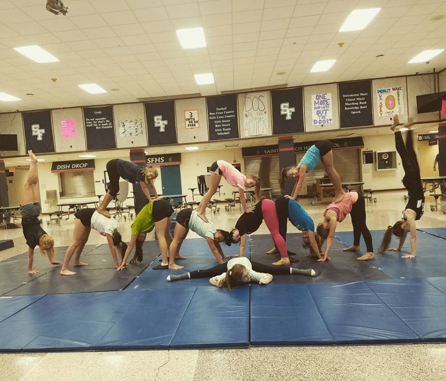 2017 Dance Team Boot Camp. Dancers worked out with Yoga poses.