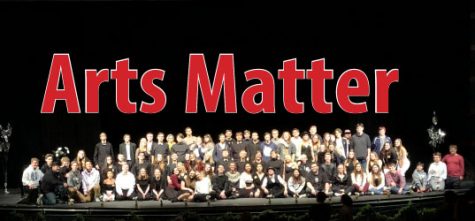 Pictured: Students took to the stage in the PAC to rally for support for the Arts in St. Francis Area Schools.