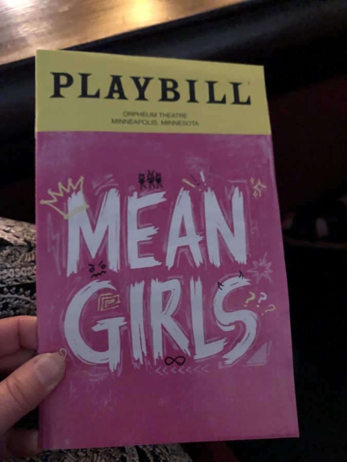 The playbill cover for the National Touring production of Mean Girls at the Orpheum Theatre in Minneapolis.