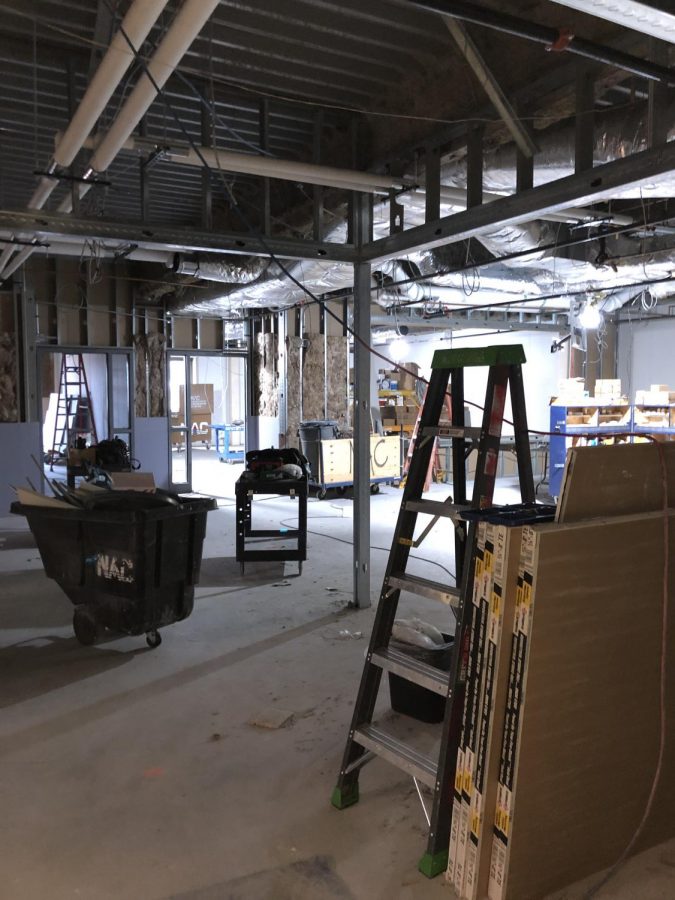 Pictured: One area under construction in the high school is by the new English wing. Several new classrooms  are in progress.