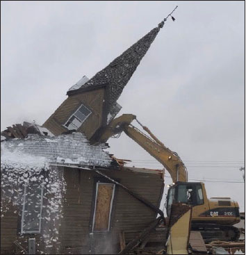 On November 29, the original United Methodist Church in St. Francis on the corner of Bridge Street and Ambassador Boulevard was demolished.
