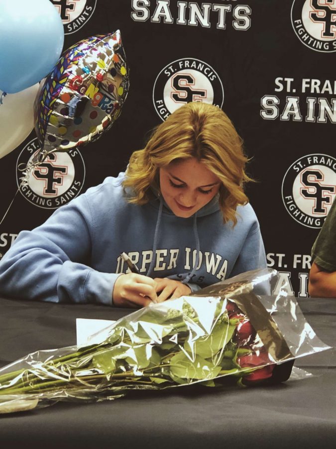 Senior Abree Terris signs to play softball at Upper Iowa University.