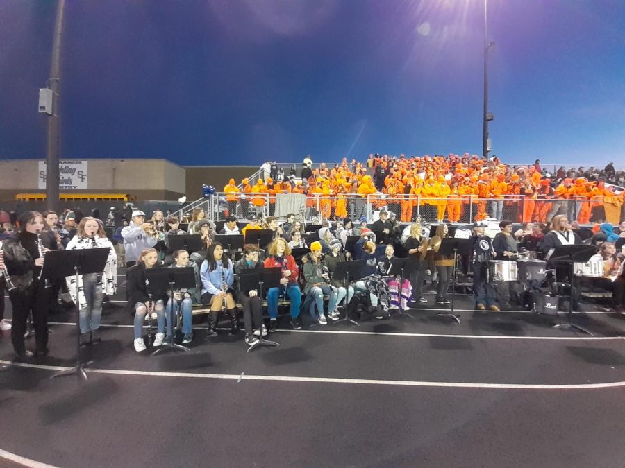 8th+Graders+Perform+With+High+School+Pep+Band+At+Football+Game