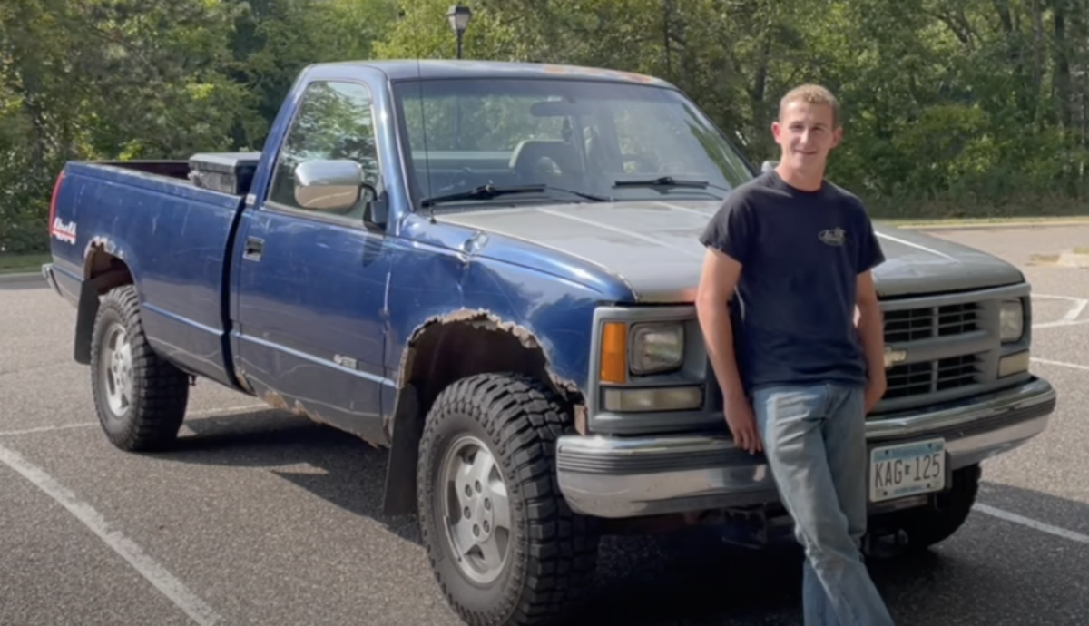 Taylor Ornes leans against his Beater of the Week.