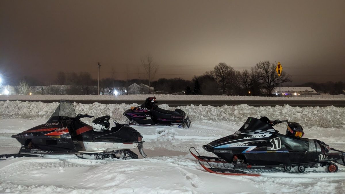 Snowmobiles.