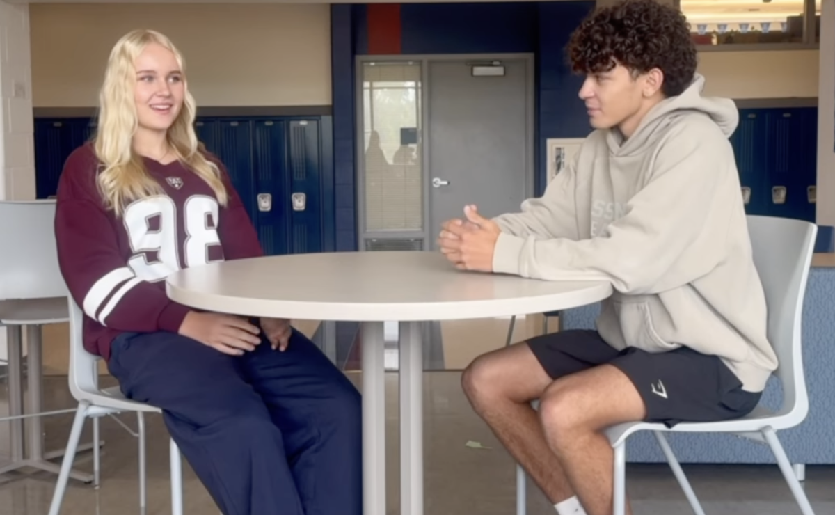 Sophia sits for an interview with SFHS reporter Sterling Wallace.